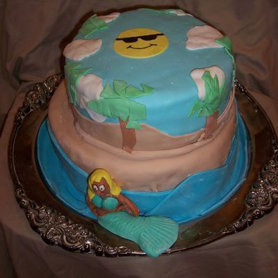 Two Tiered Beach With Mermaid