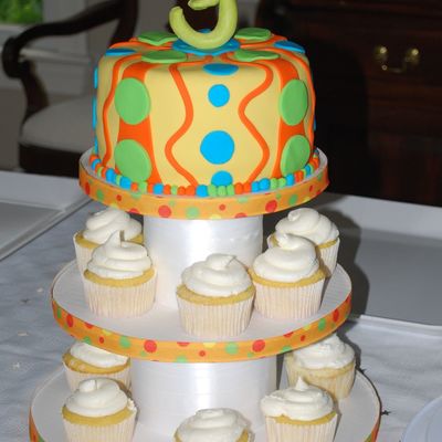 Orange Green And Yellow Birthday Cake