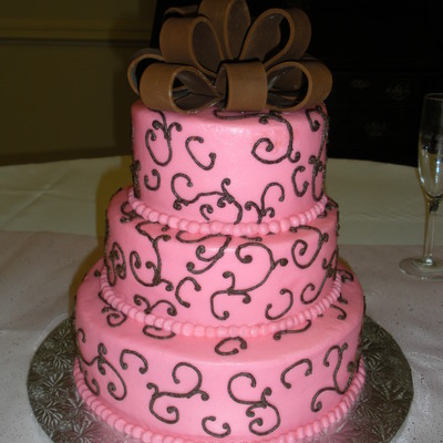 Pink And Brown Wedding Cake