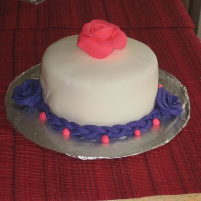 Purple And Pink Fondant With Rose
