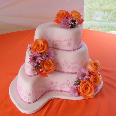 Orange And Pink Wedding Cake