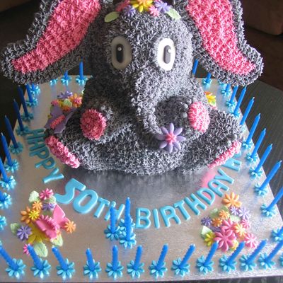 Elephant Cake With Flowers & Butterflies