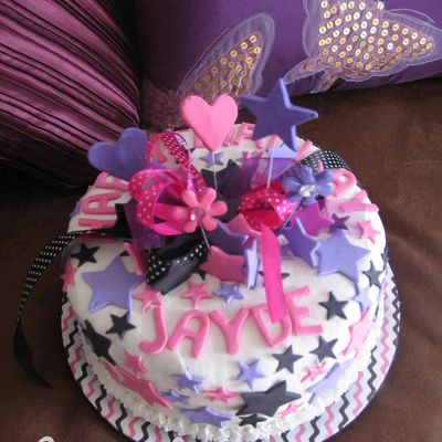 Pink, Purple And Black Birthday Cake