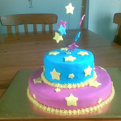 Blue And Pink 2 Tier With Yellow Trim