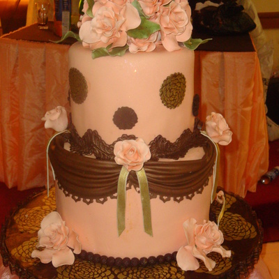 Peach And Chocolate Wedding Cake