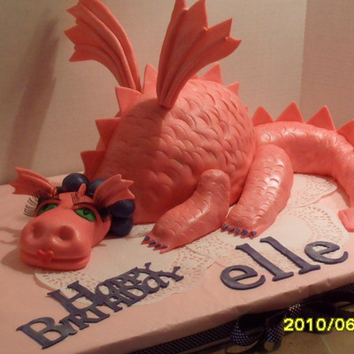 Girly Pink Dragon Cake