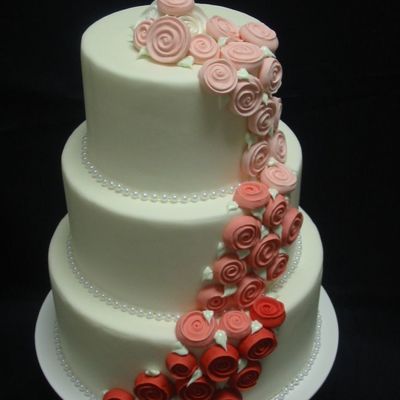 Royal Icing Ribbon Roses Wedding Cake