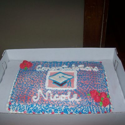 Graduation Cake Red White And Blue Theme