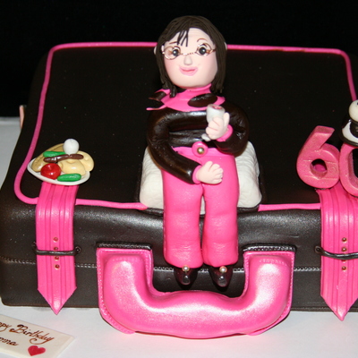 60Th Bd/fondant Character Luggage Cake