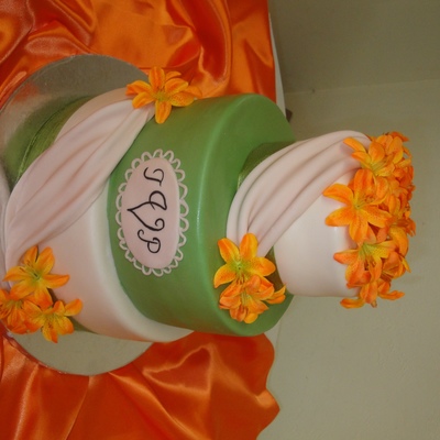 Orange And Green Wedding Cake