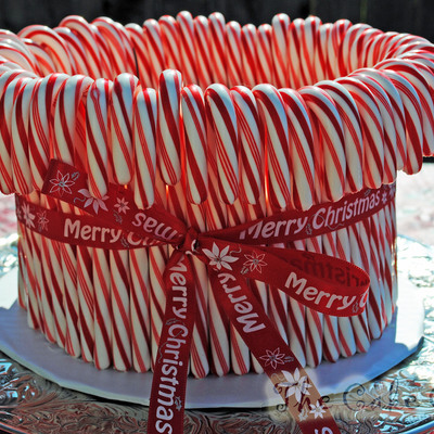 Chocolate Peppermint Candy Cane Cake With Whipped White Chocolate Ganache