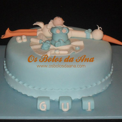 Christening Cake - Baby And Stork