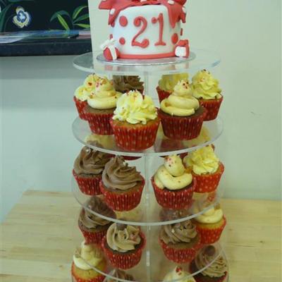 Red Polka Dot Cupcake Tower