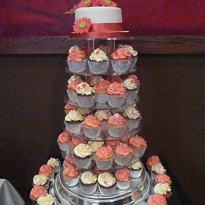 Coral Gerbera Wedding Cake