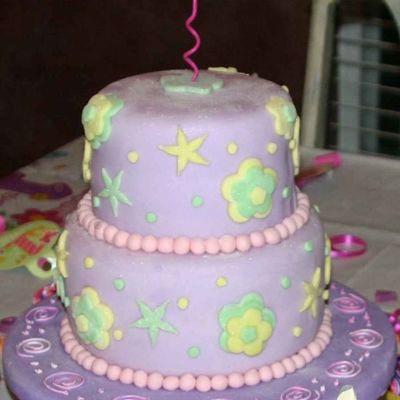 Daughter's 1St Birthday Cake And My First Time Using Fondant And Stacking Cakes