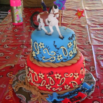 Western Style Fondant Cake For My Daughter's 5Th Birthday Party
