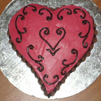 Buttercream Icing Covered Heart Cake