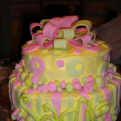 Dots And Stripes Baby Shower Cake