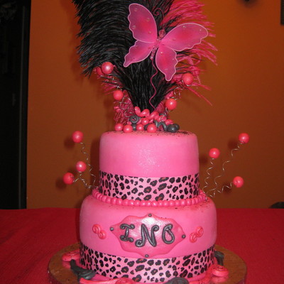 Isabella's Pink & Black Cheetah Cake