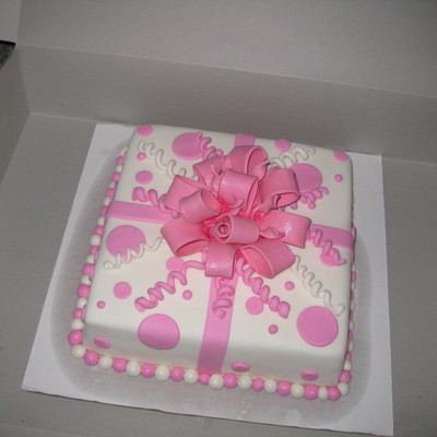 Pink And White Gift Cake