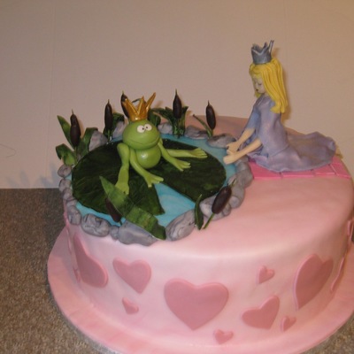 Prince Frog And Princess Engagement Cake