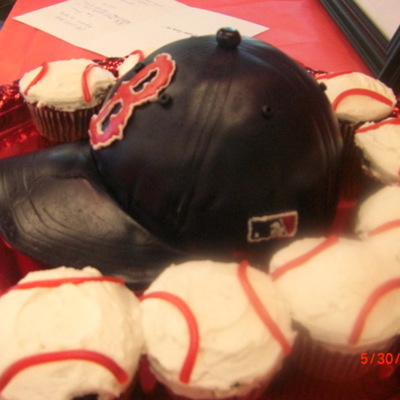 Baseball Hat With Ball Cupcakes