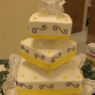3 Tier Yellow & Black Wedd. Cake