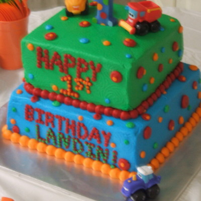 2 Tier 1St Bday Cake W/ Cars On It