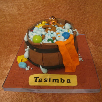 Baby Bathing In A Barrel