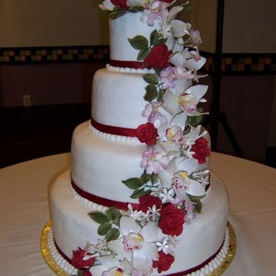 Cascading Gumpaste Flower Wedding Cake