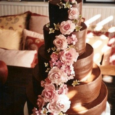 Chocolate Wedding Cake With Gumpaste Flowers