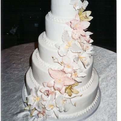 Gumpaste Orchid Wedding Cake