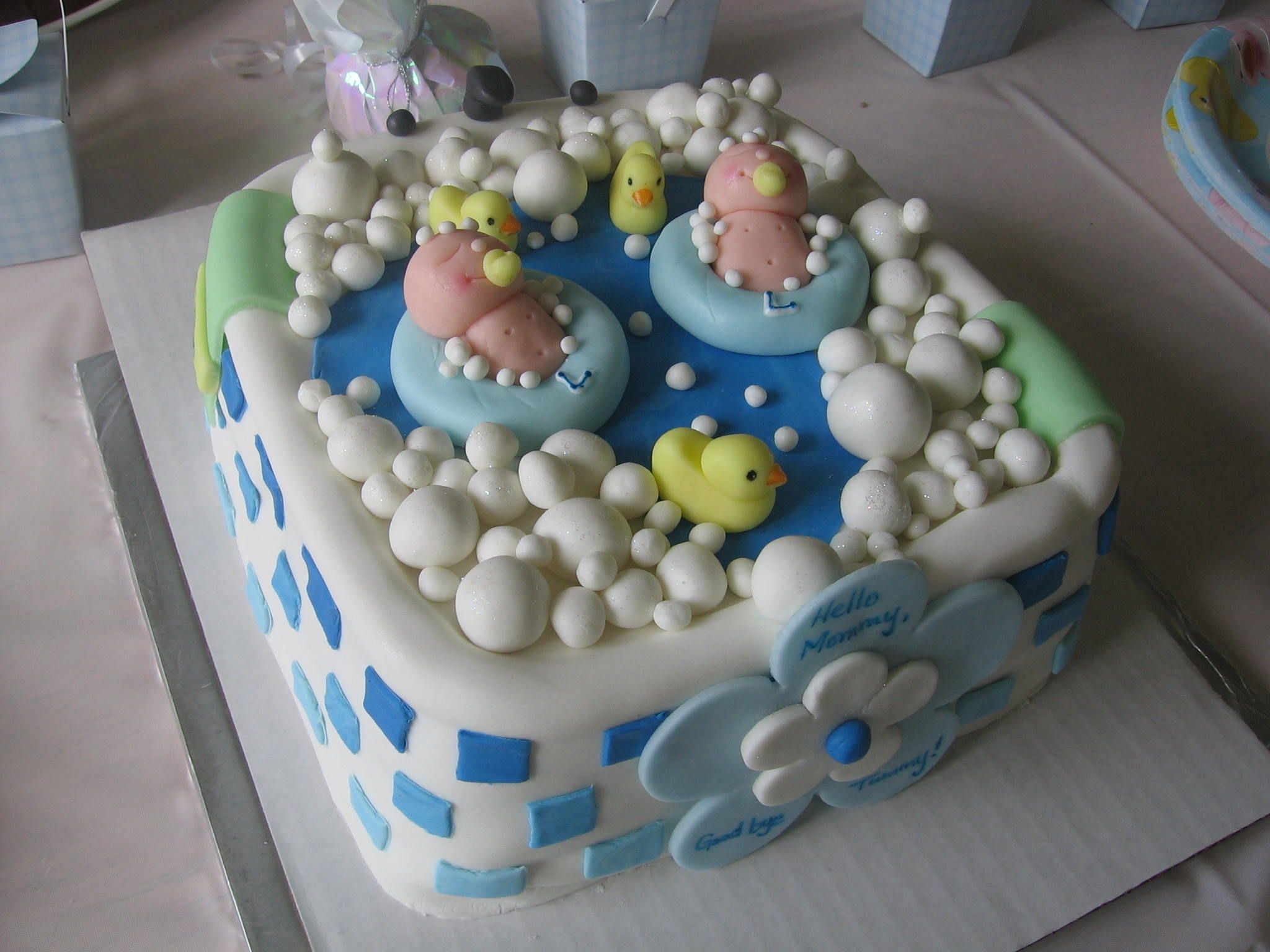 Twin Boy's Baby Shower Cake