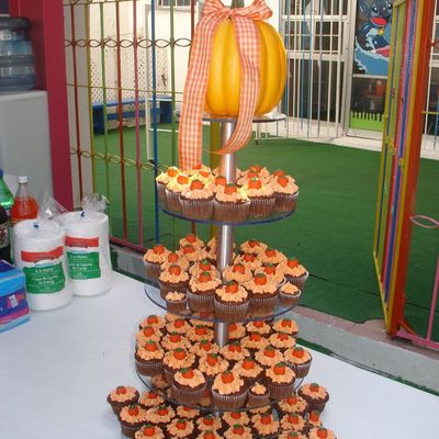 Large Pumpkin Chocolate Cupcake Tower
