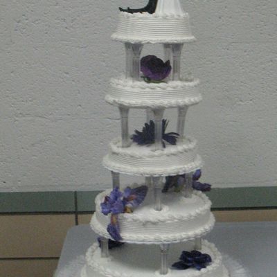 5 Tier Single Layer Round Wedding Cake