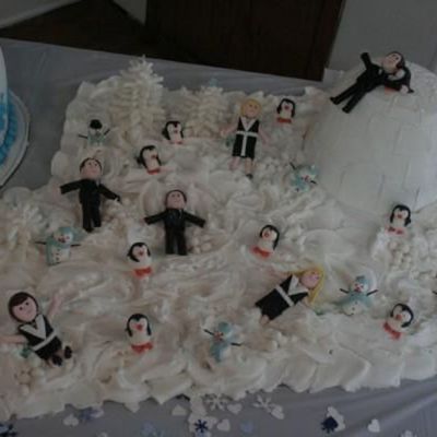 My Sons Grooms Cake Is A Igloo With The Wedding Party Playing In The Snow