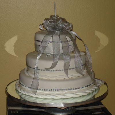 Silver 15Th Birthday Cake