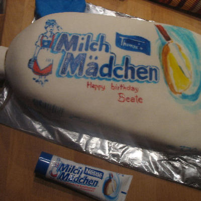 This Cake Was Done For My Boss Who Lovingly Calls His Girl His Milchmadchen Long Story But A Cute Oneyellow Cake Covered In Fo