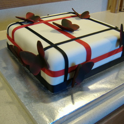 Black And Red Butterfly Wedding Cake