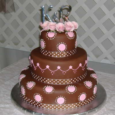 Brown And Pink Wedding Cake