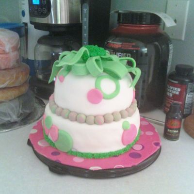 Pink & Green Bday Cake