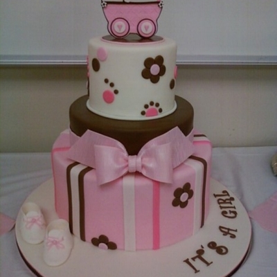 Pink/brown Shower Cake