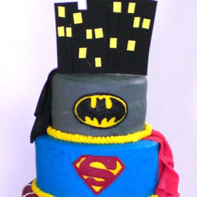 Super Hero Cake - Batman, Superman, & Spiderman