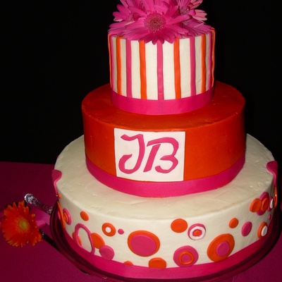 Orange And Pink Wedding Cake