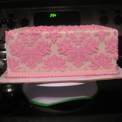 Damask Stencil Birthday Cake
