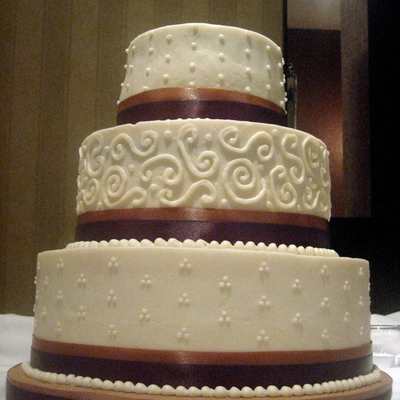 Wine & Mocha Ribbon Wedding Cake
