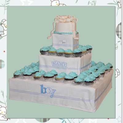Boy Baby Shower Cake And Cupcake