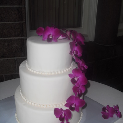 Cascading Orchid Wedding Cake