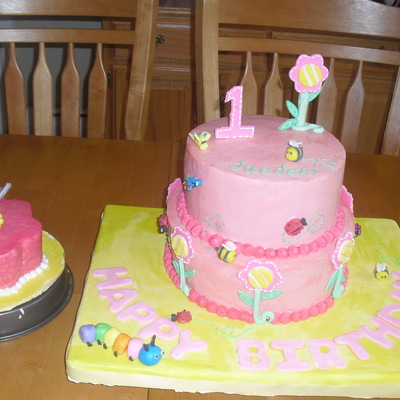 Flower And Bug 1St Birthday Cake