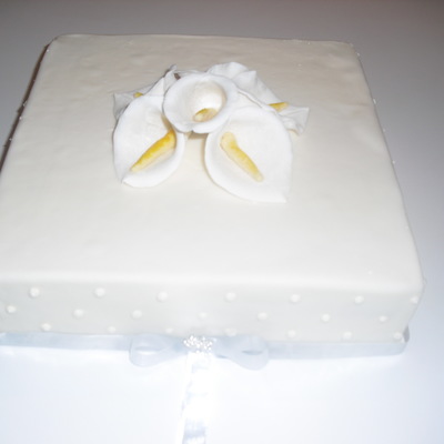 White Calla Lily Anniversary Cake